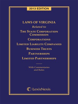 cover image of Virginia Laws Related to Corporations and Other Business Entities